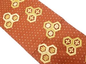 亀甲に桐・菊模様織り出し　袋帯